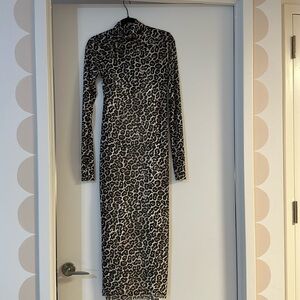 AFRM Sheer leapord midi dress turtleneck
